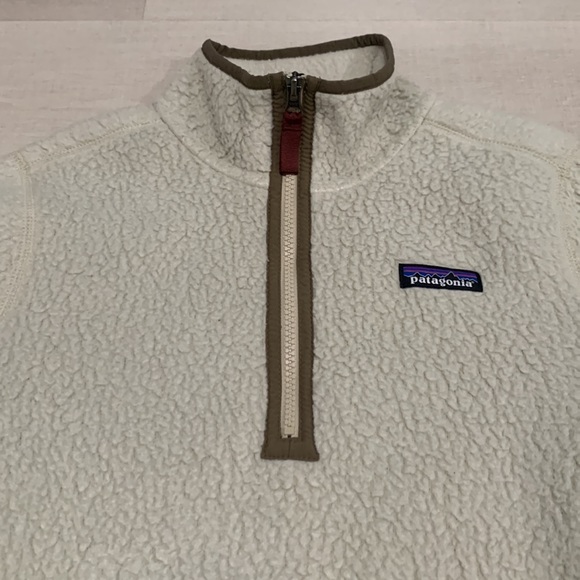 PATAGONIA Women’s 1/4 Quarter Zip Pullover Size Small Wool Tan - Picture 2 of 11